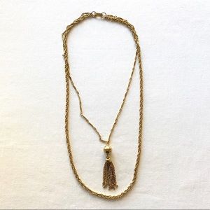 Layered Gold Tassel Necklace